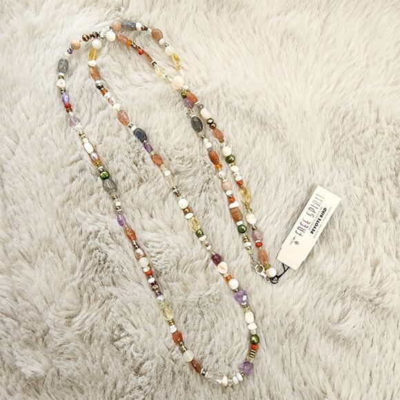 NEW Peyote Bird Multicolor Polished Agate Mixed Beaded Stone Necklace - Picture 3 of 10